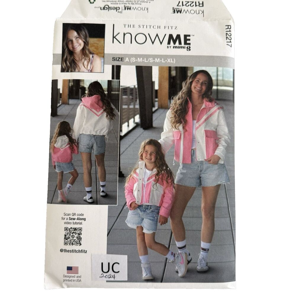 Know Me 12227 Sewing Pattern Matching Mommy & Me Jackets Girls' S-L Misses' S-XL